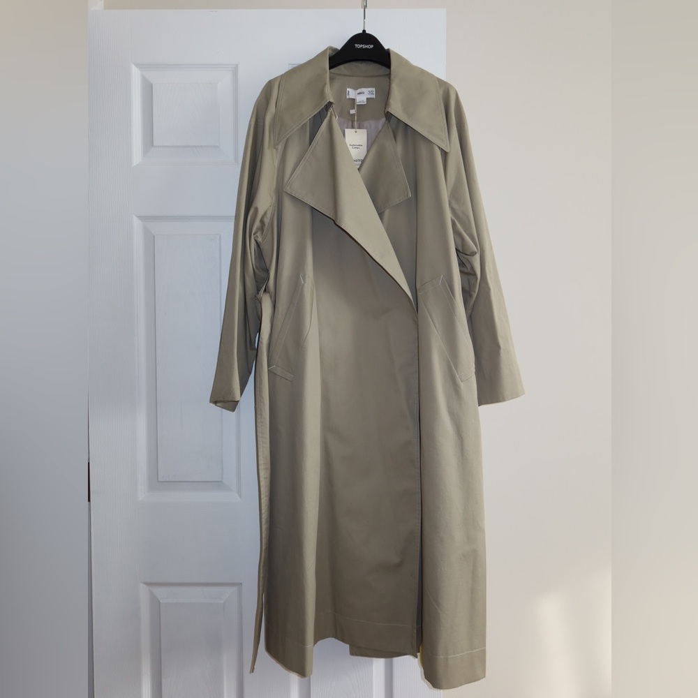 Mango Olive Trench Coat